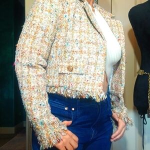 Chic Multicolor Tweed Blazer